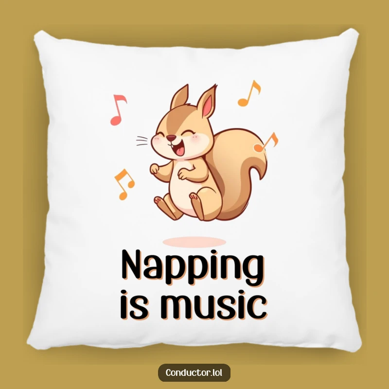 Funny Squirrel Musician Pillow: Snuggle Up to Playful Notes