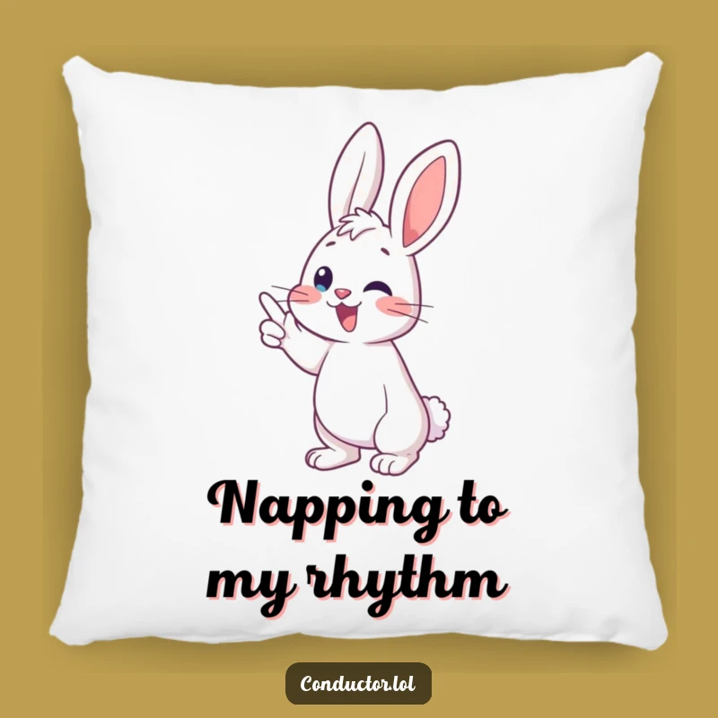 Funny Bunny Conductor Pillow: Cuddle Up with Musical Merriment