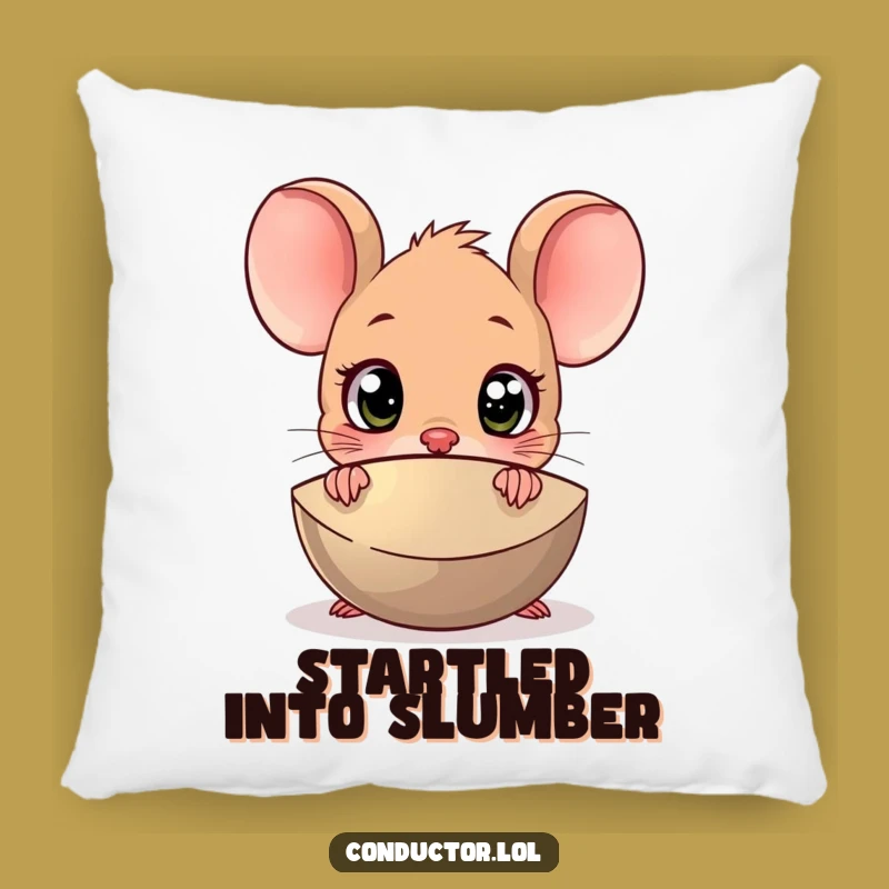 Funny Surprised Mouse Cymbal Pillow: Cozy Accent for Music & Humor Fans