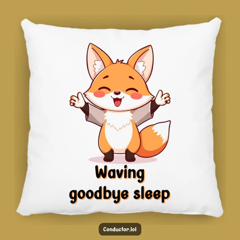 Funny Maestro Fox Pillow: Cozy Up with Energetic Enthusiasm