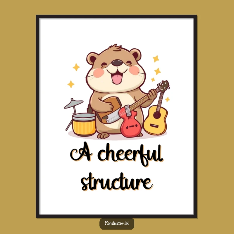 Funny Beaver Music Digital Art: Organized Print, Instant Download Gift