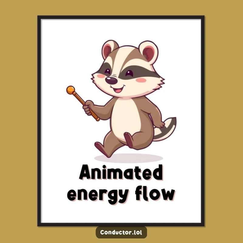 Funny Badger Conductor Digital Art: Printable Energetic Art for Your Walls
