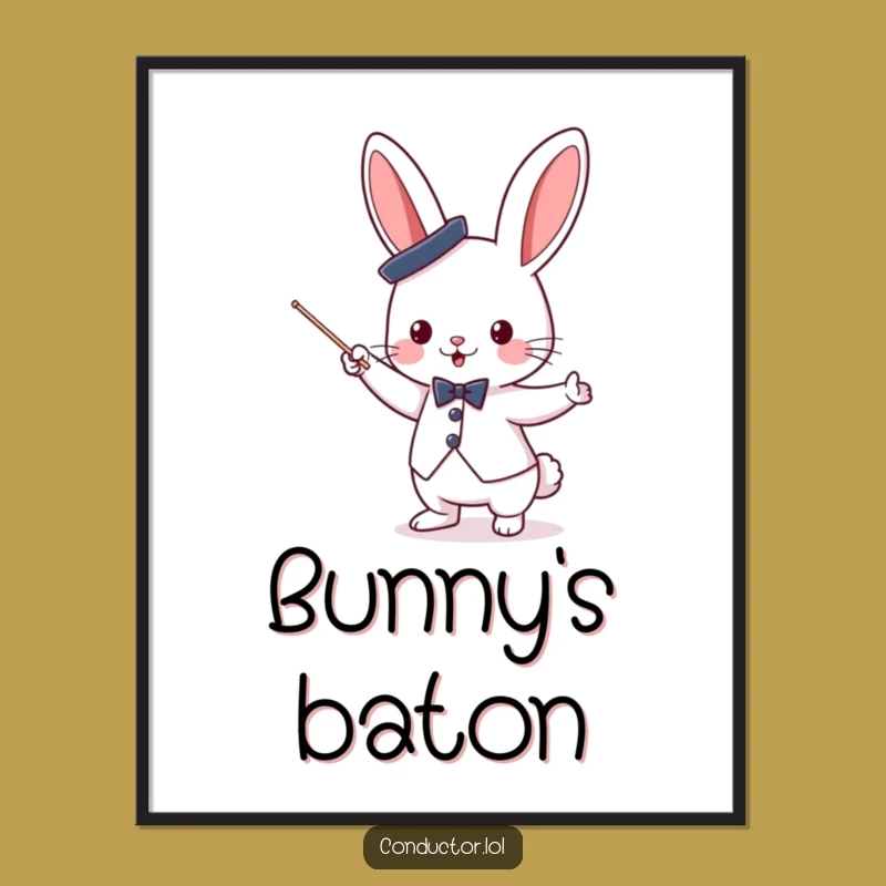 Funny Bunny Conductor Digital Art: Musical Decor Gift