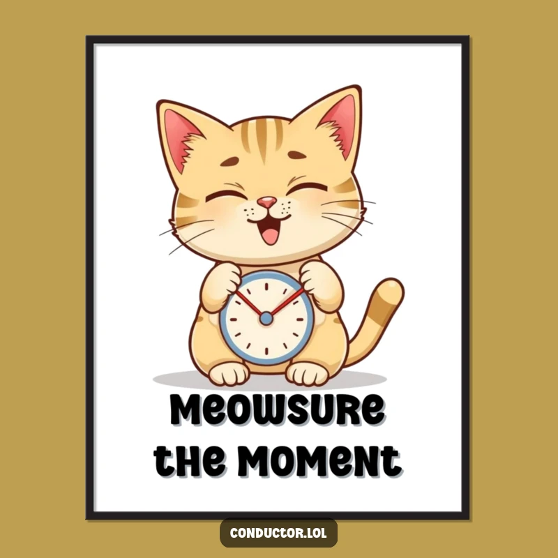 Funny Cat Metronome Digital Art, Rhythmic Feline's Focused Decor