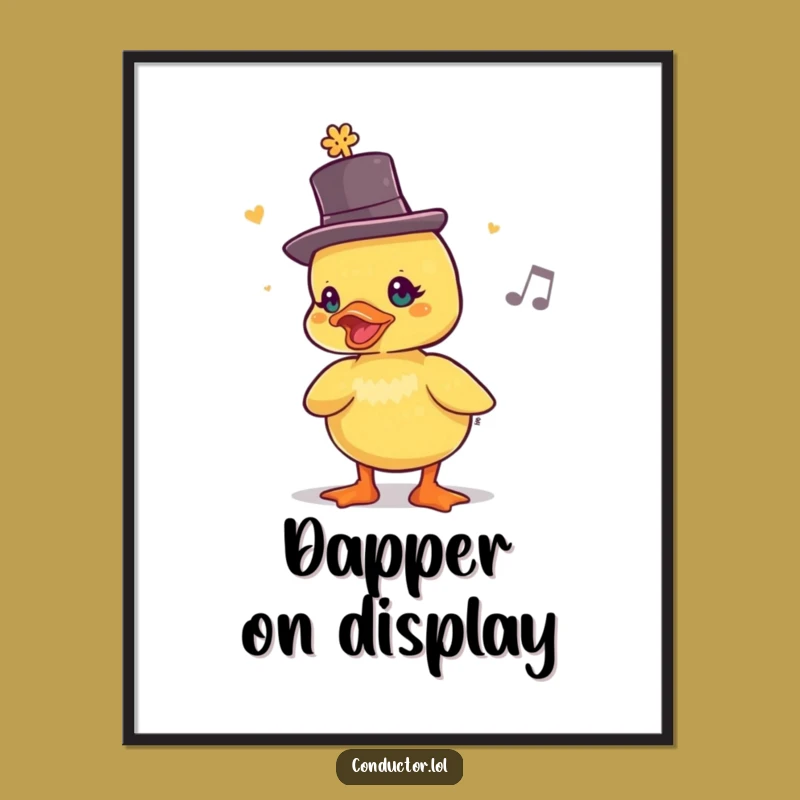 Funny Duckling Maestro Digital Art Print: Humorous Music Decor Gift