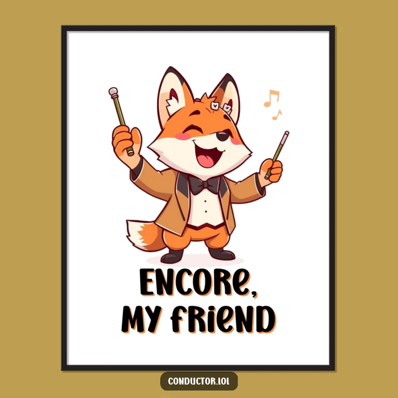 Funny Fox Conductor Digital Art: Instant Maestro Drama for Your Walls