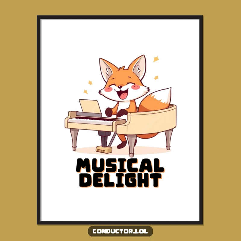 Funny Fox Piano Performance Digital Art Print - Instant Humorous Decor