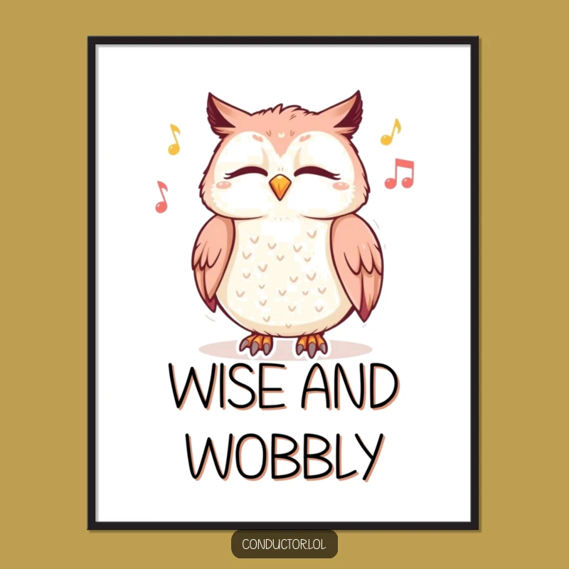 Funny Giggling Owl Music Digital Art: Instant Chill for Your Walls - Perfect Gift!