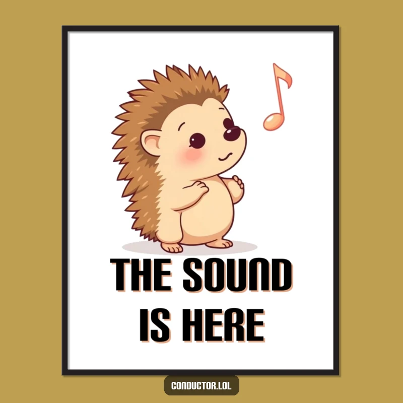 Funny Hedgehog Cue Digital Art: Instant Download for Music Lovers