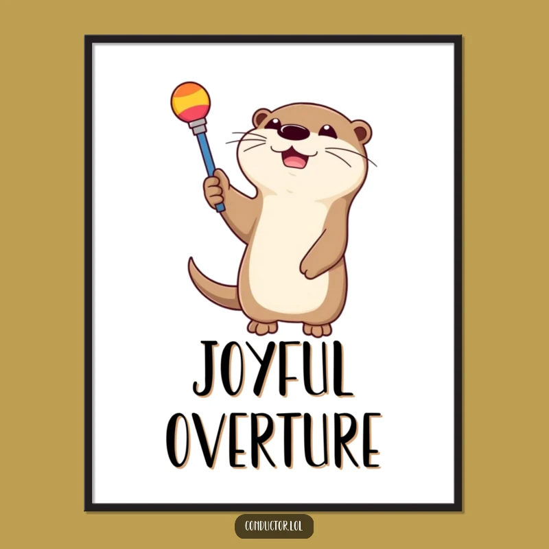 Funny Otter Conductor Art: Happy Maestro Digital Download, Instant Funny Gift!