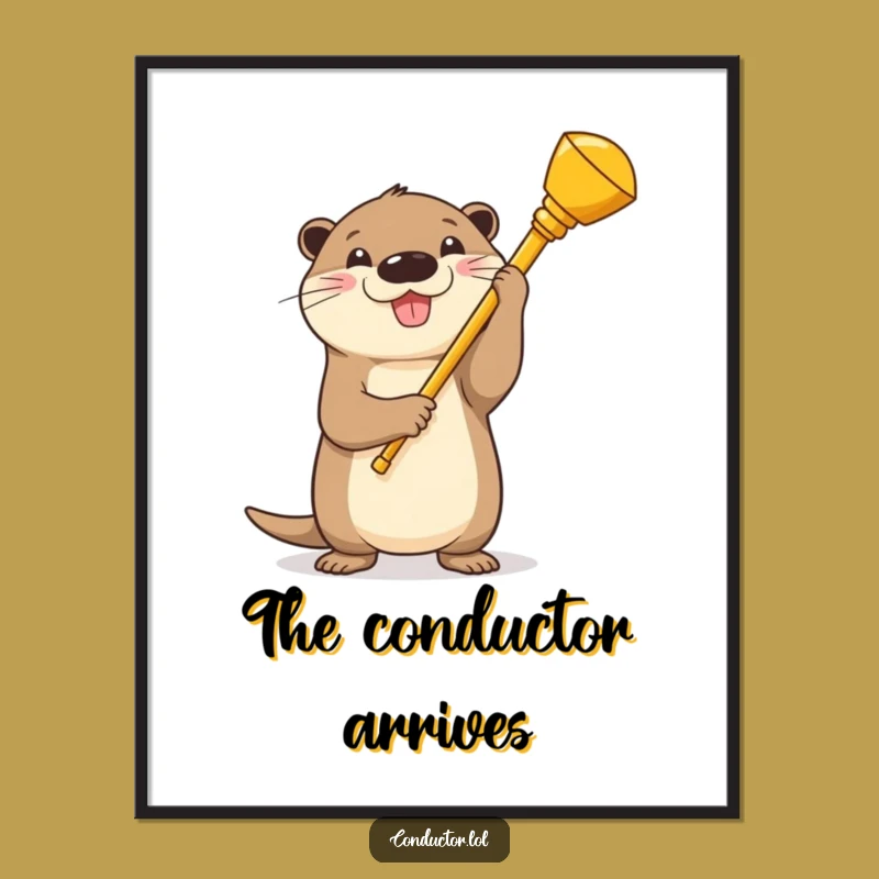 Funny Otter Conductor Digital Art: Hilarious Maestro Print for Music Lovers