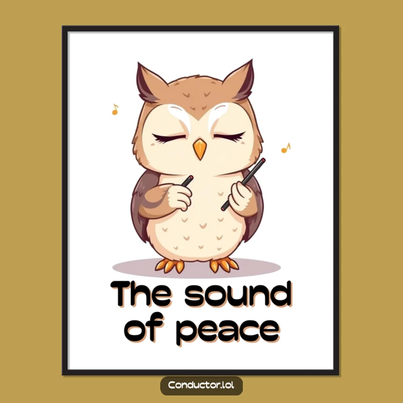 Funny Owl Conductor Digital Art: Bring Serene Musical Joy to Your Space!