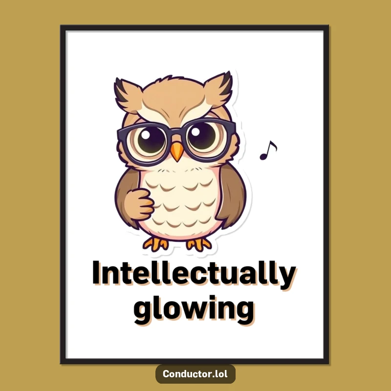 Funny Owl Conductor Digital Art Print: Bring Scholarly Music to Your Walls