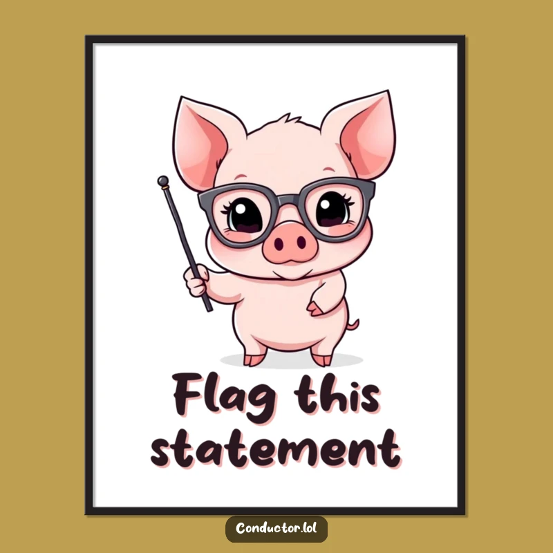 Funny Piglet Orator Digital Art Print: Humorous Motivational Decor Gift