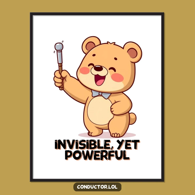 Funny Bear Conductor Digital Art Print: Instant Cub Orchestra Decor