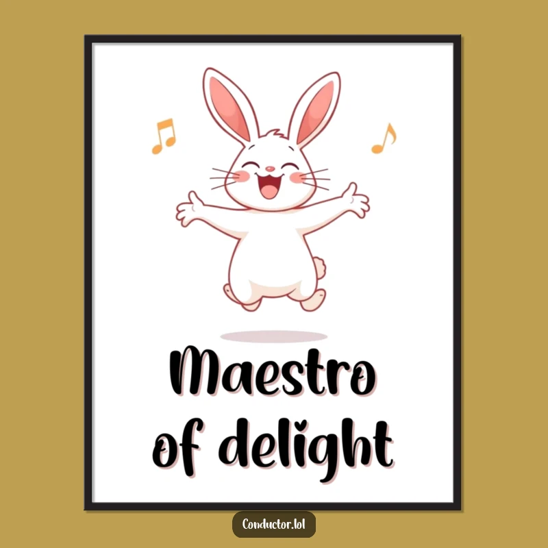 Funny Rabbit Conductor Digital Art Print: Instant Wall Art for Music Lovers