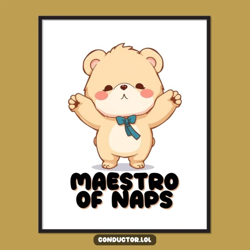 Funny Bear Conductor Digital Art Print - Maestro Bear for Instant Decor