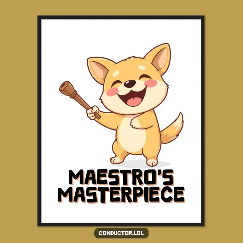 Funny Dog Baton Twirler Digital Print: Joyful Canine Art for Your Space