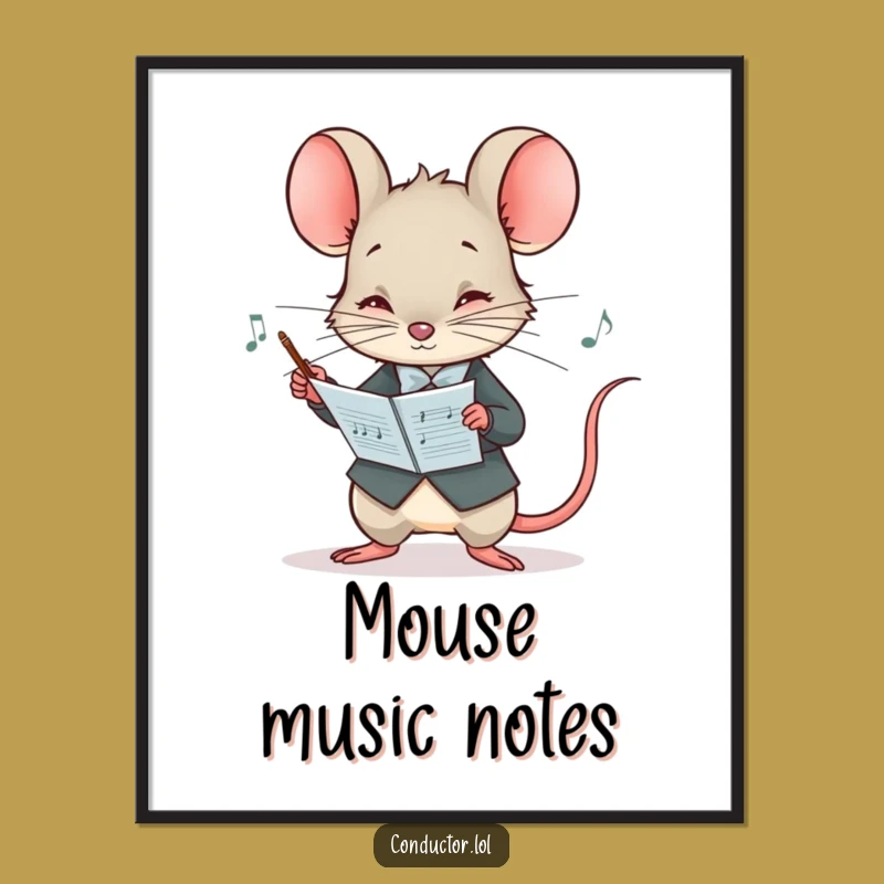 Funny Mouse Conductor Digital Art - Curious Maestro Print for Music Walls