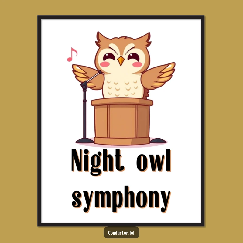 Funny Owl Conductor Digital Art: Instant Maestro Wisdom for Your Walls