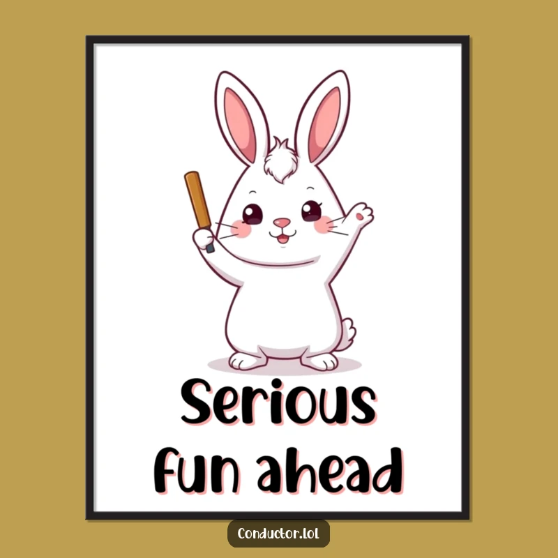Funny Rabbit Conductor Digital Art: Printable Elegant Art for Your Walls