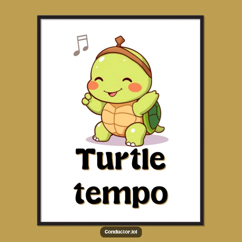 Funny Turtle Conductor Digital Art - Joyful Maestro Print for Music Walls