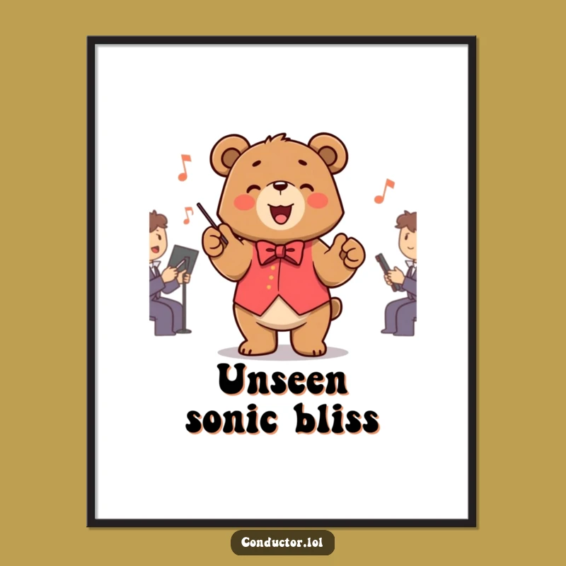 Funny Bear Conductor Digital Art: Instant Maestro Joy for Your Space