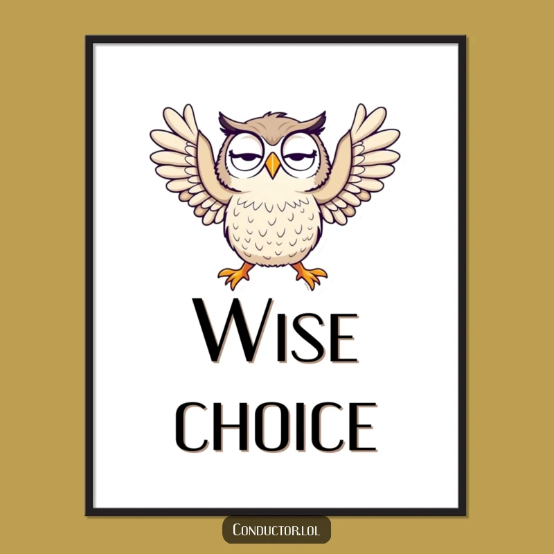 Funny Owl Digital Art Print - Dramatic Arm Gesture for Instant Decor