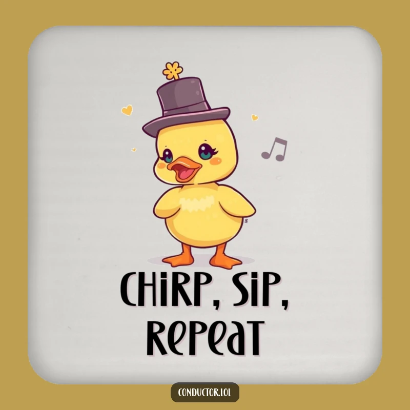 Funny Duckling Rhythm Drink Coaster: Humorous Gift for Cheerful Tables