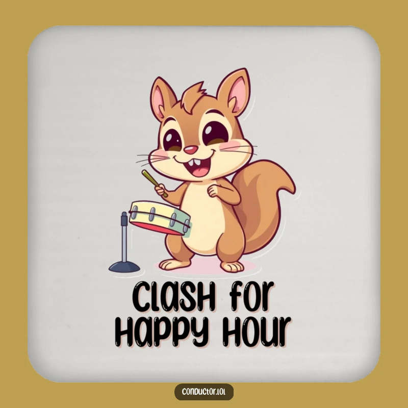 Funny Coffee Coaster: Energetic Squirrel Cymbals, Protect Surface with a Bang!