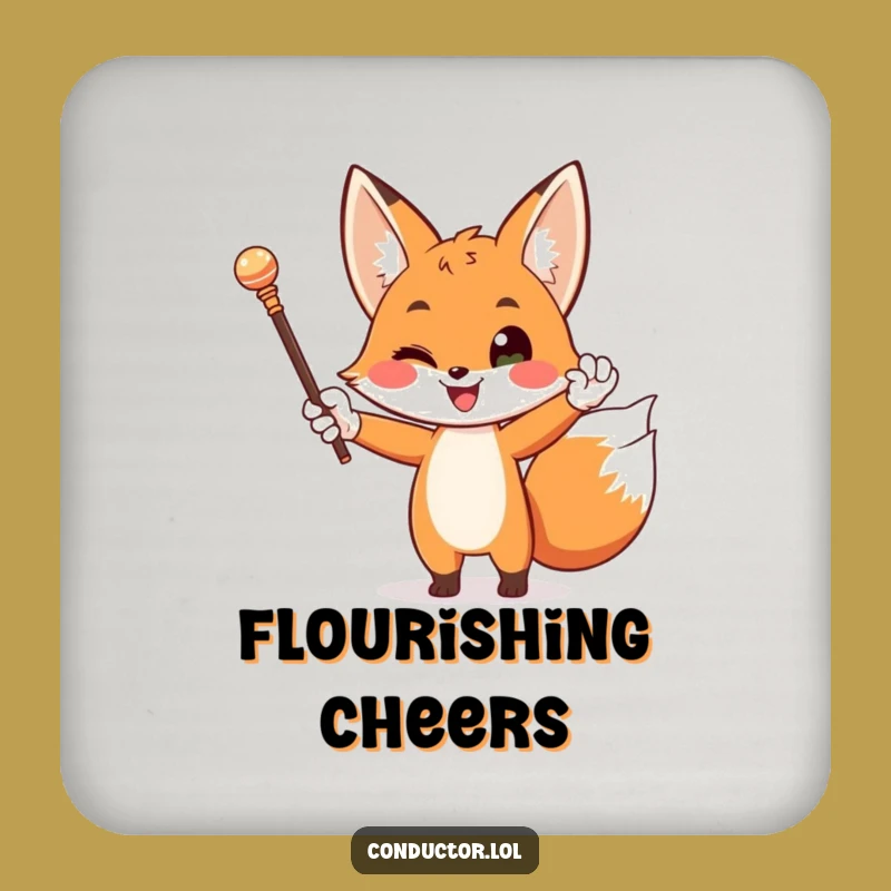 Funny Fox Maestro Coaster: Dapper Surface Protection with Flair