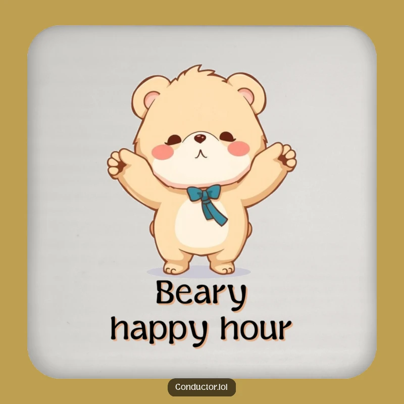Funny Bear Conductor Drink Coaster - Maestro Bear Protector for Tables