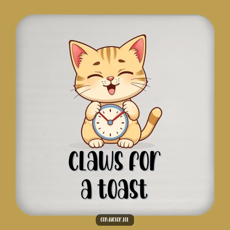 Funny Cat Metronome Drink Coaster, Feline's Rhythmic Table Protection
