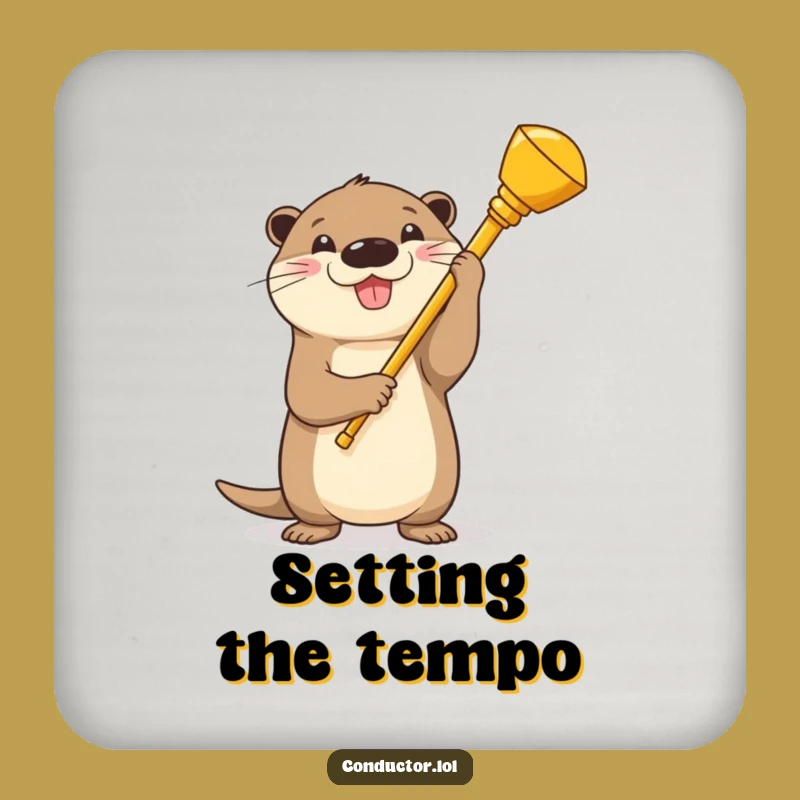 Funny Otter Conductor Coaster: Hilarious Music-Themed Drink Protector