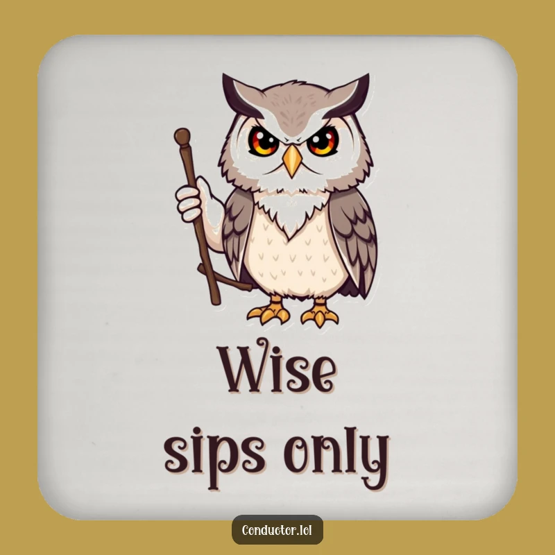 Funny Owl Leader Coaster: Protect Surfaces with Wise Authority