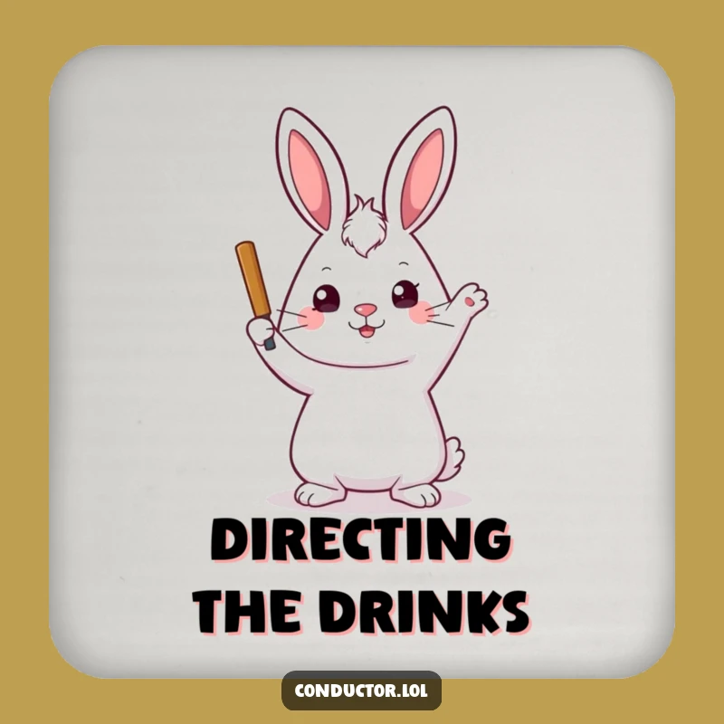 Funny Rabbit Conductor Coaster: Direct Your Drinks with Focused Charm