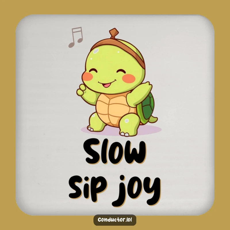 Funny Turtle Conductor Coaster - Protect Surfaces with Maestro's Joyful Style