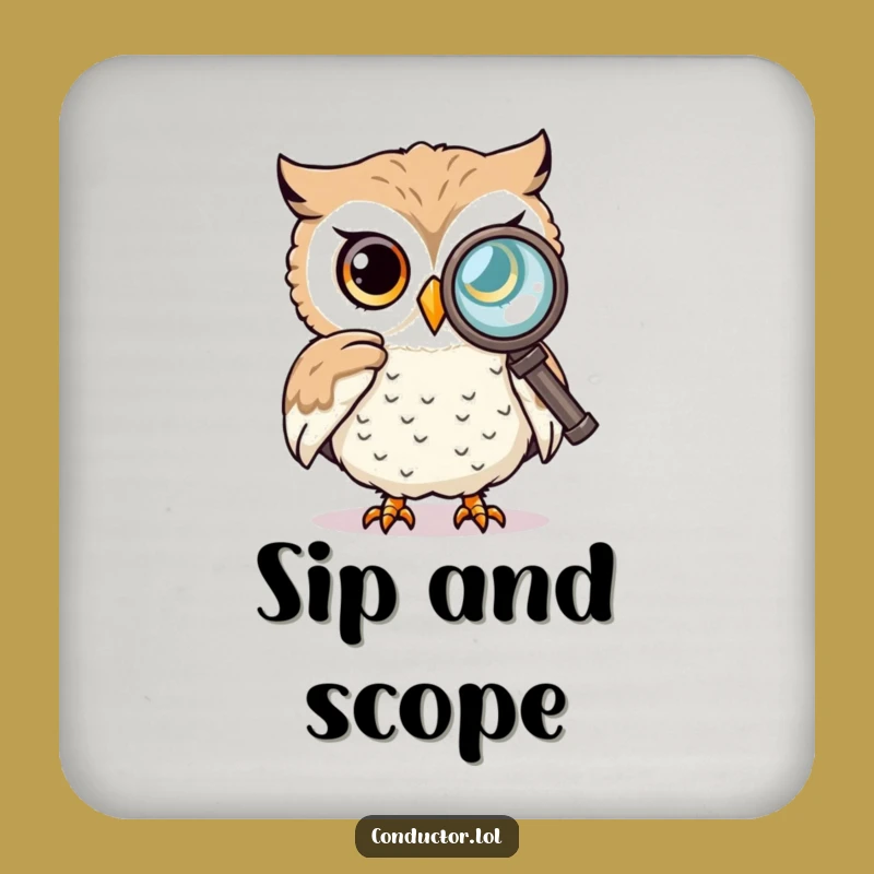 Funny Owl Spyglass Coaster: Protect Surfaces with Wise Observation
