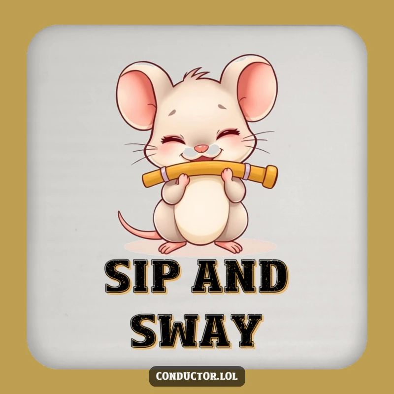 Funny Flute Mouse Drink Coaster: Protect Surfaces with Musical Charm, Hilarious Gift