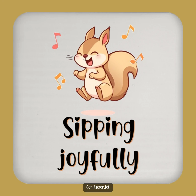 Funny Squirrel Musician Coaster: Protect Surfaces with Playful Notes