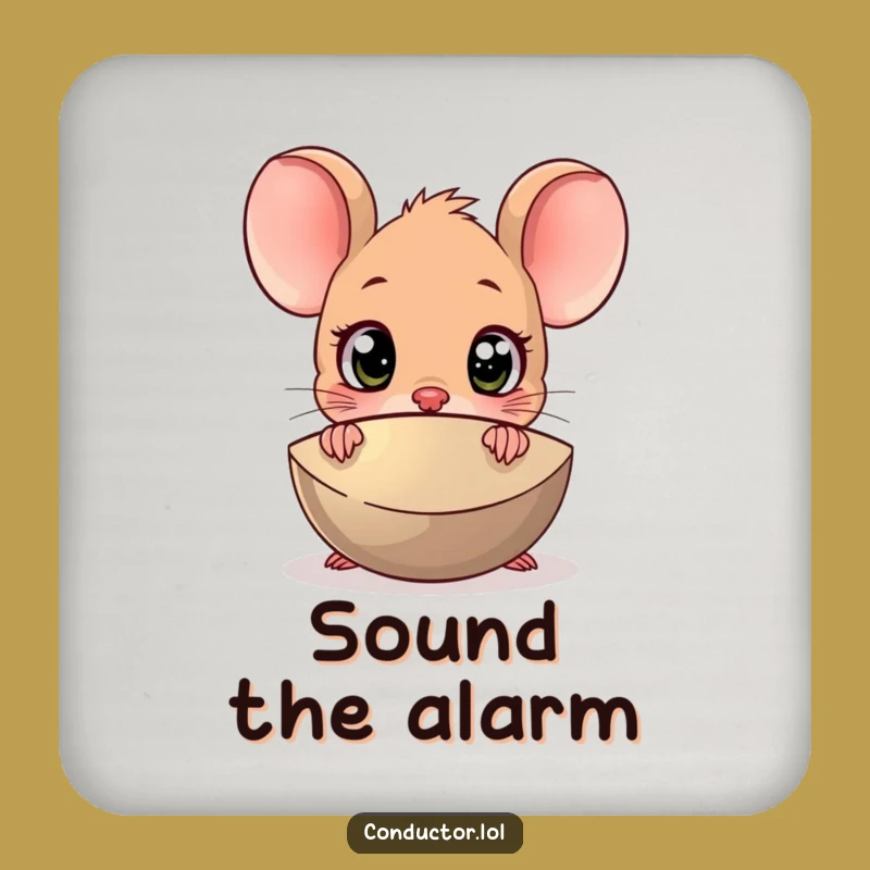 Funny Surprised Mouse Cymbal Coaster: Hilarious Music-Themed Drink Protector