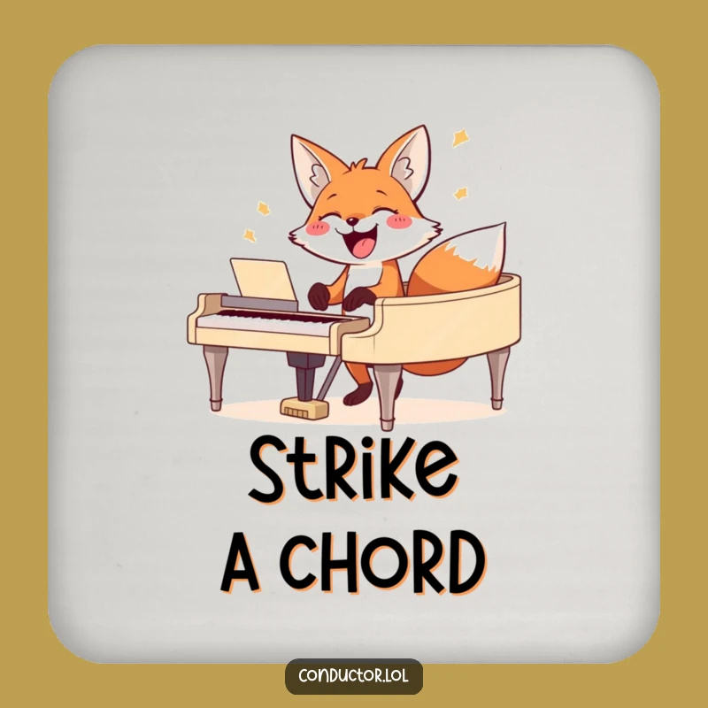 Funny Fox Piano Coasters - Protect Surfaces with Humorous Musical Art
