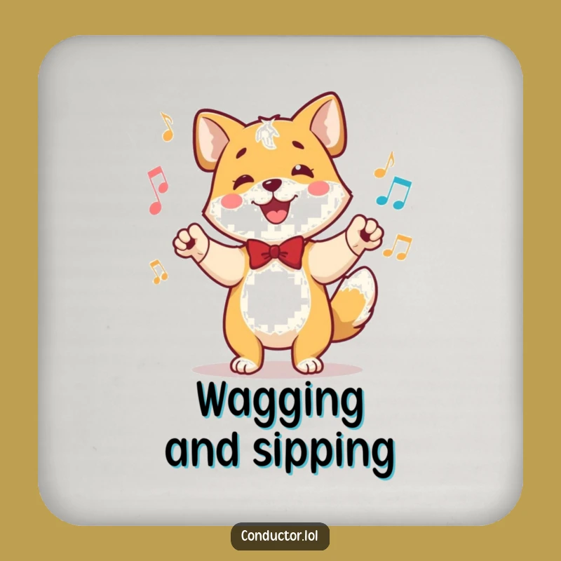 Funny Dog Conductor Coaster Set: Chic Protection with Musical Flair