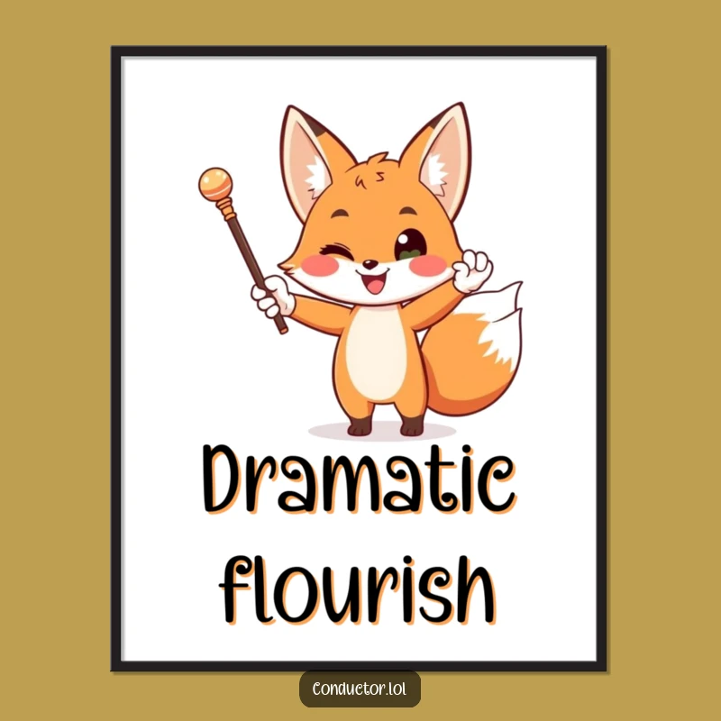 Funny Fox Conductor Poster: Dapper Maestro Wall Art for Sophisticated Humor