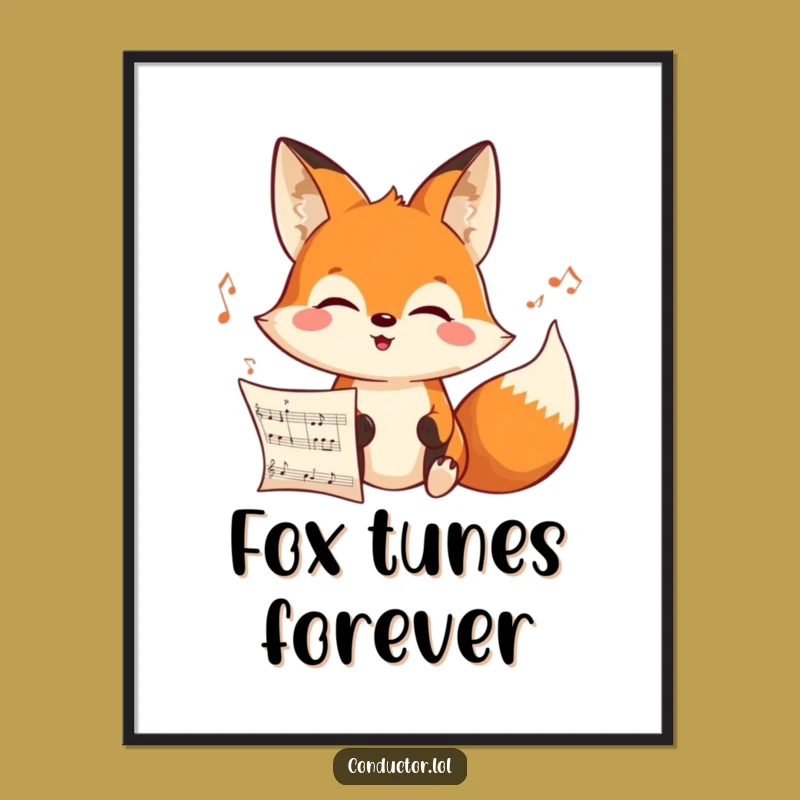 Funny Fox Musical Focus Poster - Intense Joyful Art