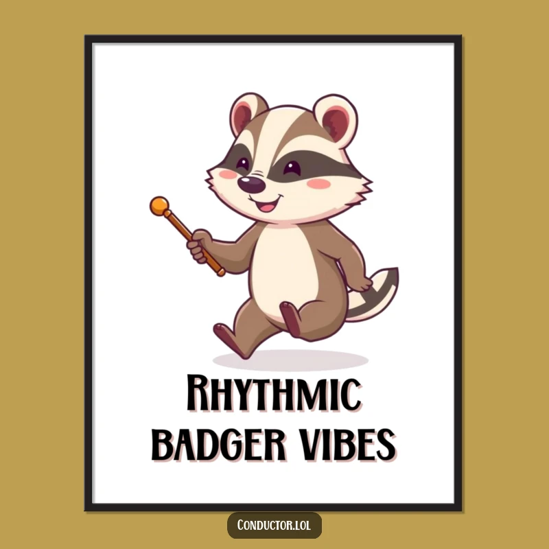 Funny Badger Conductor Poster: Decorate with Energetic Smiles