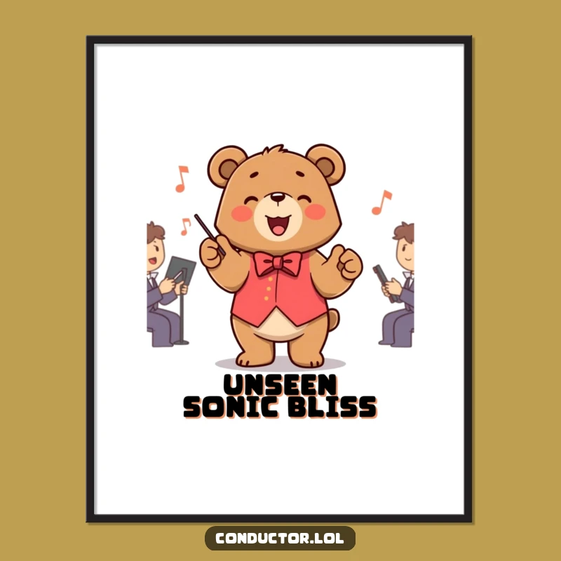 Funny Bear Conductor Poster Print: Decorate with Joyful Maestro Art