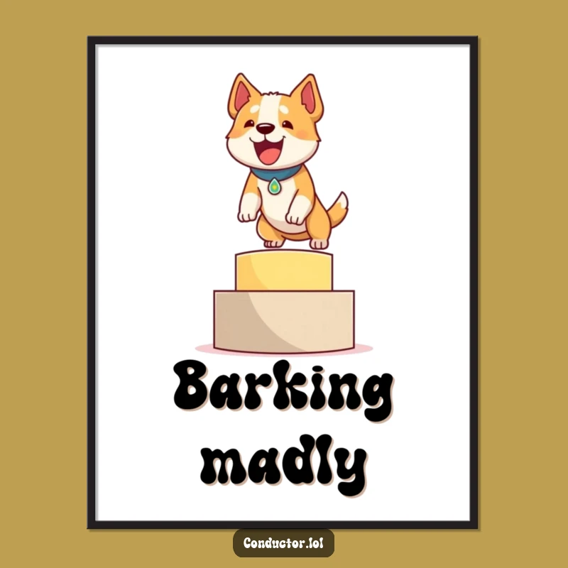 Funny Dog Podium Poster: Determined Achievement Wall Art