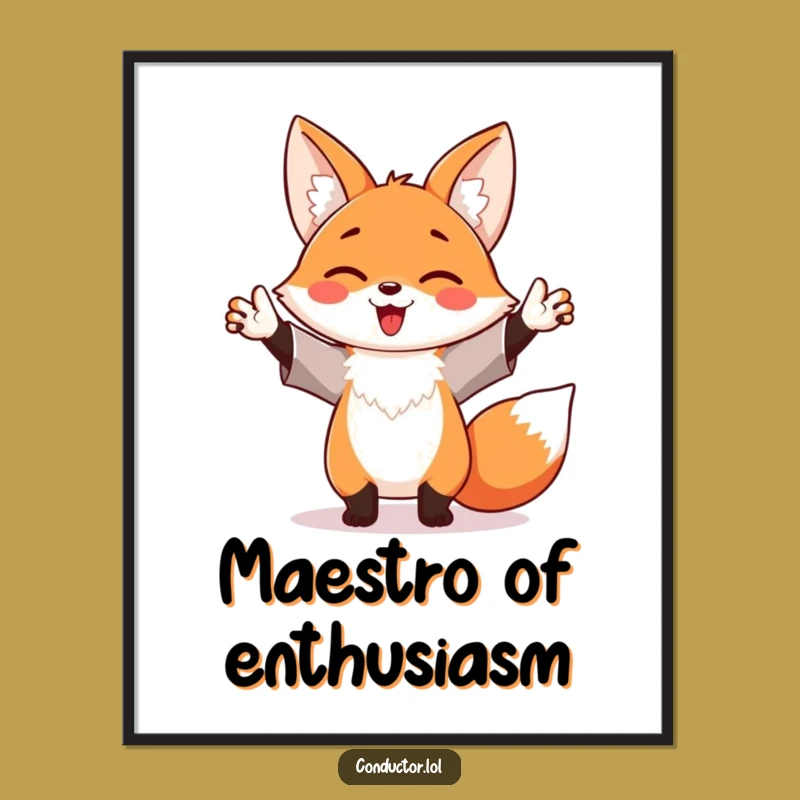 Funny Maestro Fox Poster: Decorate Your Walls with Joyful Conducting
