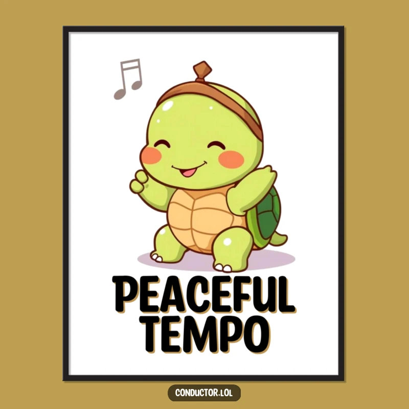Funny Turtle Conductor Poster - Joyful Maestro Art for Music Lovers' Walls